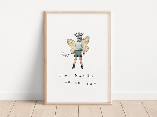 The Magic is in You- Vintage Boy Fairy Illustration